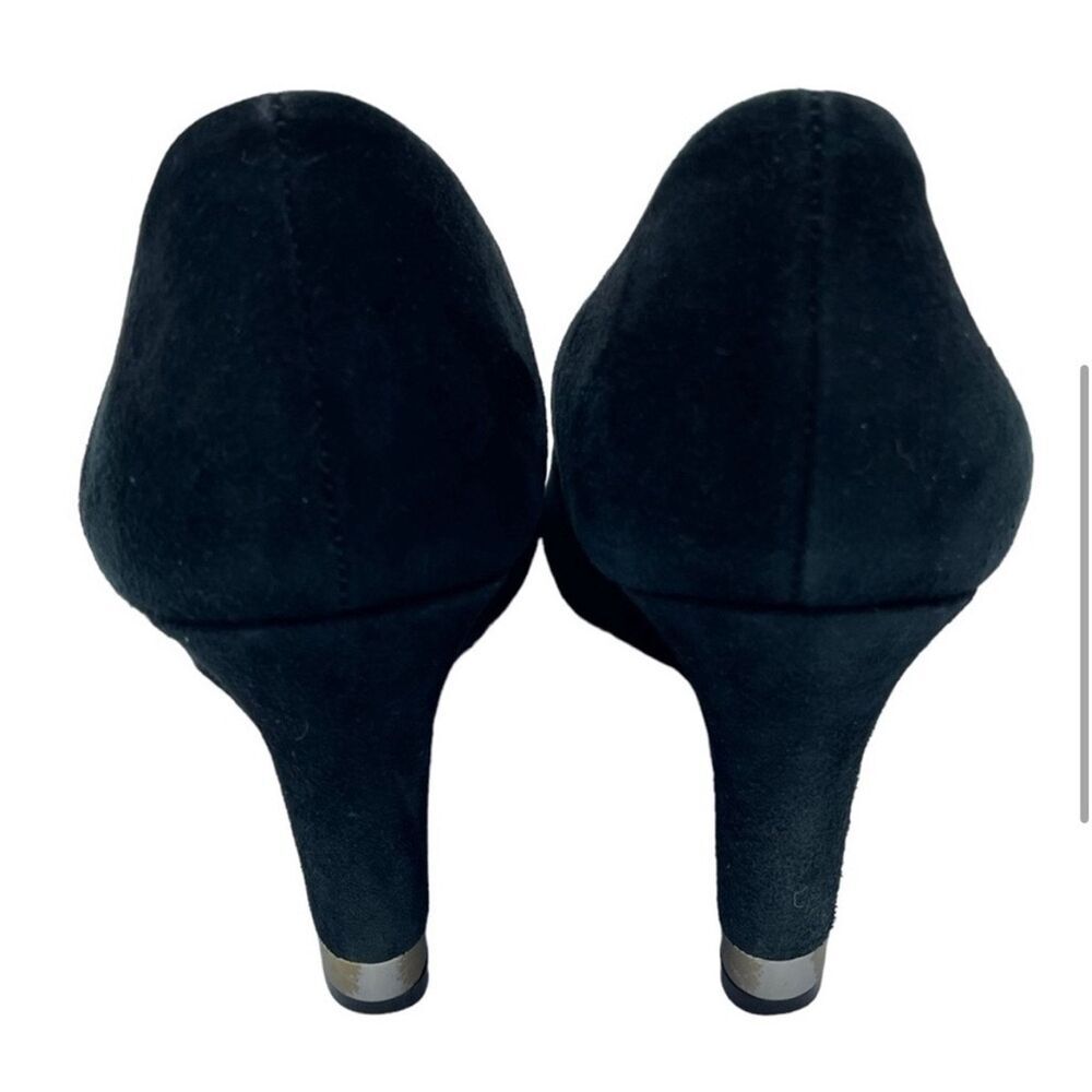 Tory Burch Black Suede Astoria Wedge Heels Size 7.5 - Picture 3 of 9